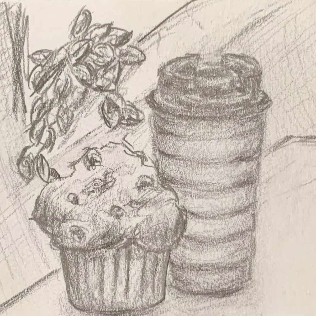Muffin and Coffee Sketch